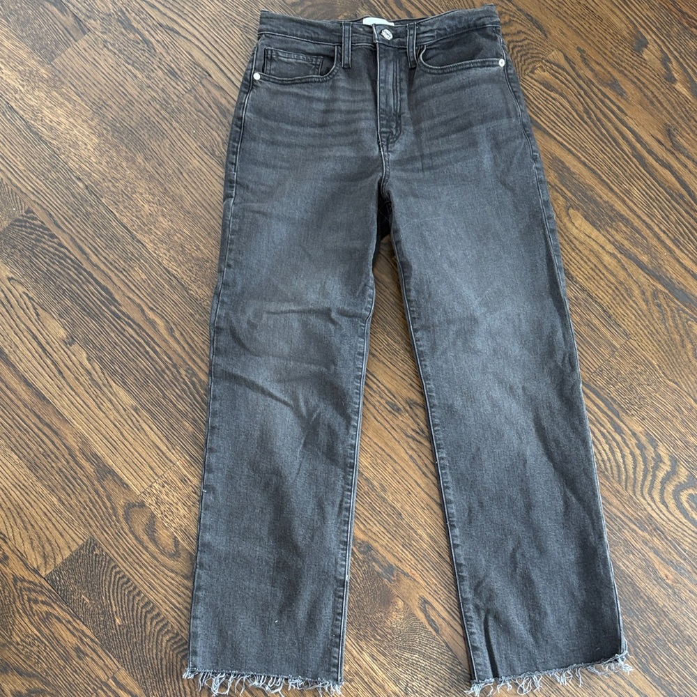 Frame Denim Washed Black Ankle Jeans